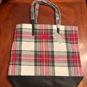 Things Remembered Red and Black Plaid Tote